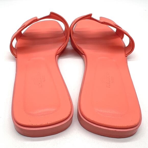 HERMES Oran Sandal Orange Joey Epsom Womens Size 39 Calf Leather Flat - Picture 4 of 16
